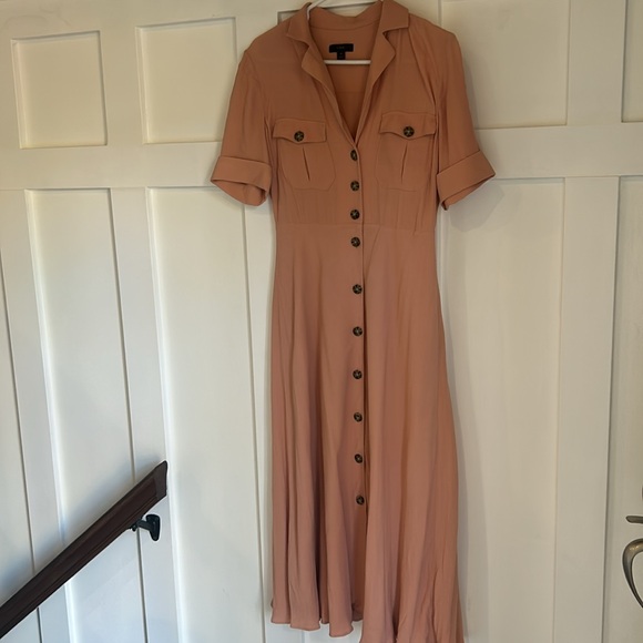 J.Crew Reimagined Dress, Button Dress, Women’s Size 4 Dress, Pink Peach J.Crew - Picture 4 of 12
